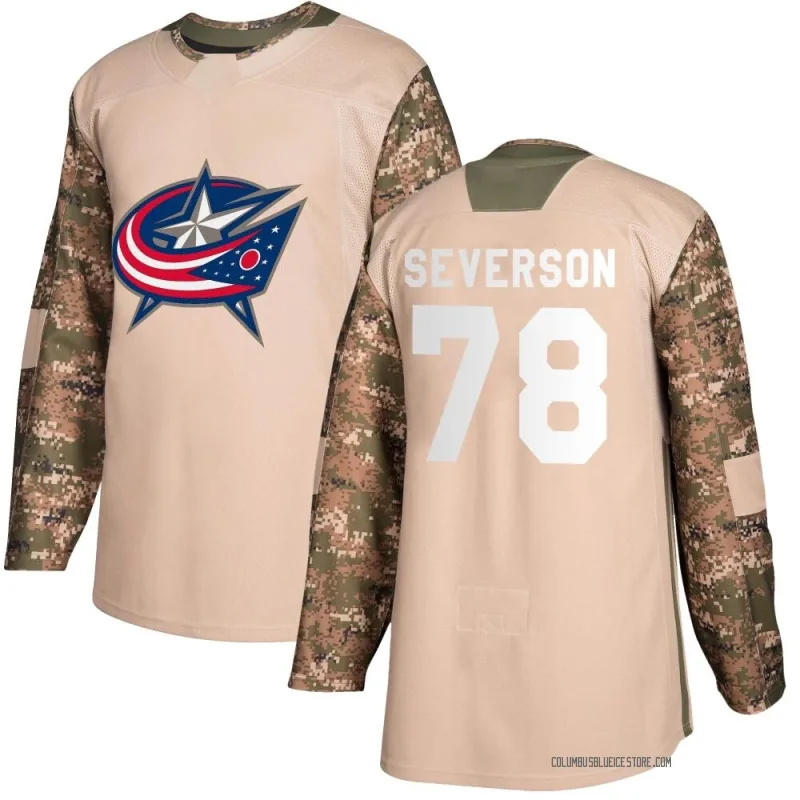 Camo Men's Damon Severson Columbus Blue Jackets Authentic Veterans Day Practice Jersey