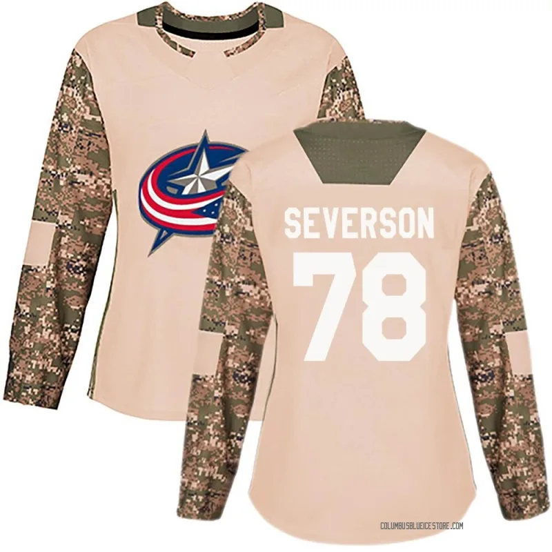 Camo Women's Damon Severson Columbus Blue Jackets Authentic Veterans Day Practice Jersey