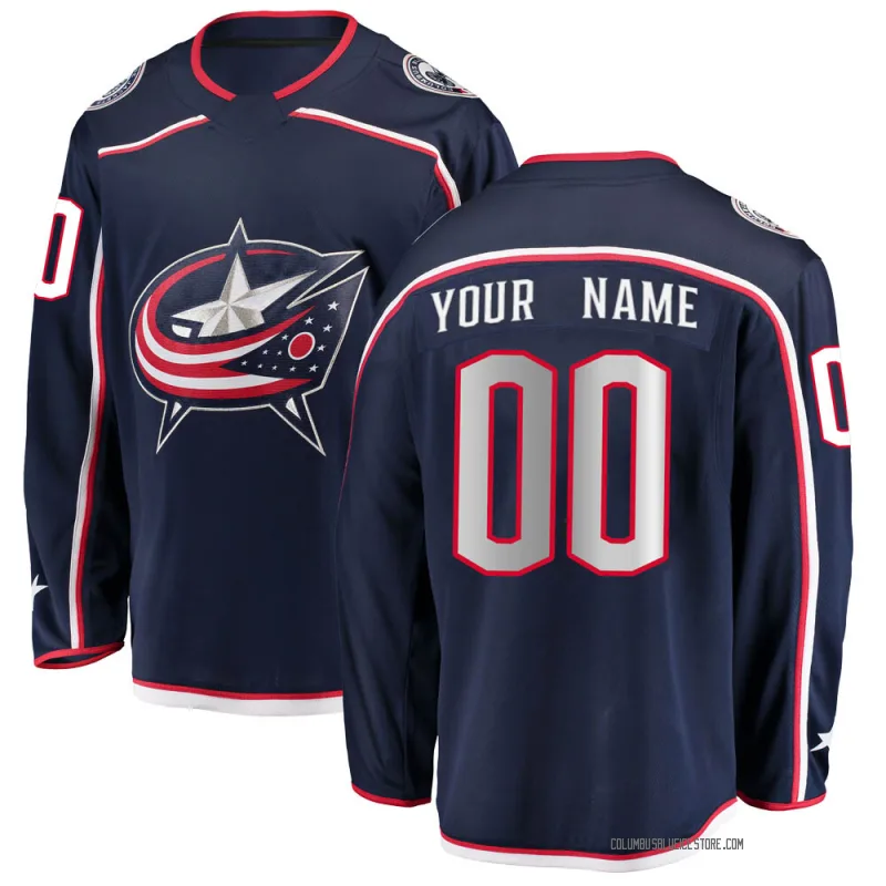 Navy Men's Custom Columbus Blue Jackets Breakaway Home Jersey