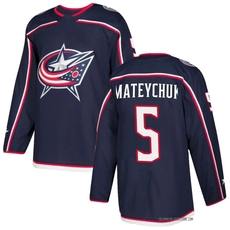 Navy Men's Denton Mateychuk Columbus Blue Jackets Authentic Home Jersey