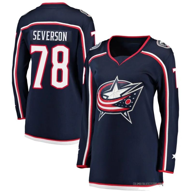 Navy Women's Damon Severson Columbus Blue Jackets Breakaway Home Jersey