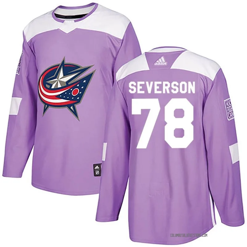 Purple Men's Damon Severson Columbus Blue Jackets Authentic Fights Cancer Practice Jersey