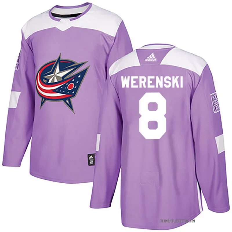 Purple Men's Zach Werenski Columbus Blue Jackets Authentic Fights Cancer Practice Jersey